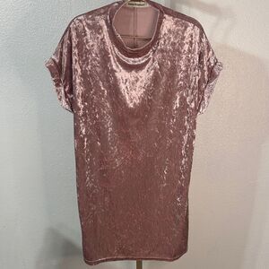 Cotton Emporium Velvet Short Sleeve dress in Mauve